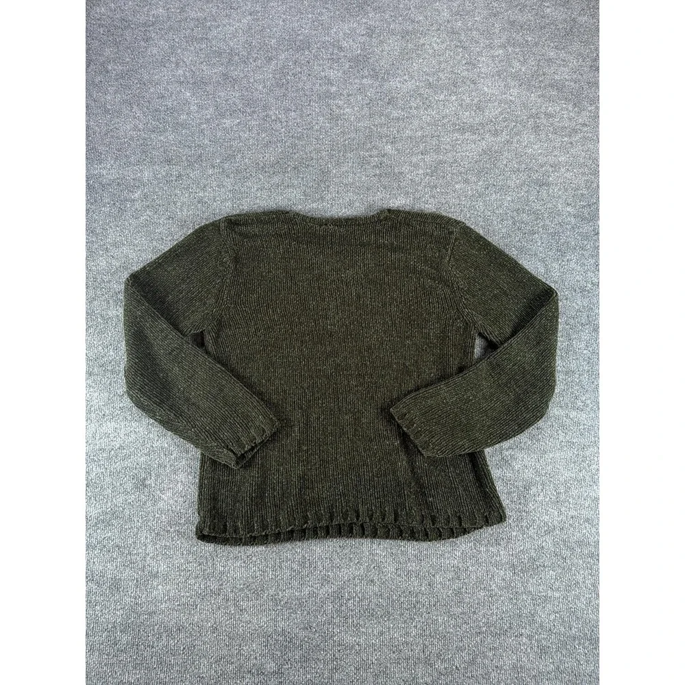 White Stag Women's Large Olive‎ Green V-Neck Sweater - Cottage, Boho, Fall, Cozy